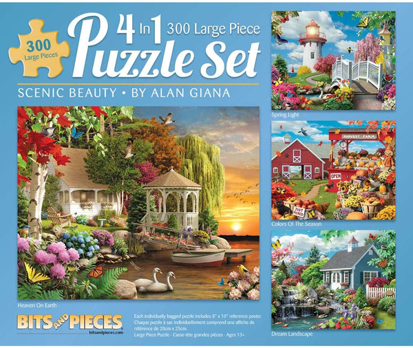 4 in 1 300 large piece puzzle set, scenic beauty by Alan Giana