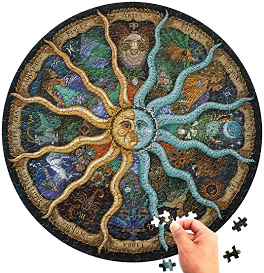 puzzle with half sun and half moon
