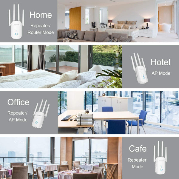 Different modes for use at Home, Hotel, Office, and Cafe